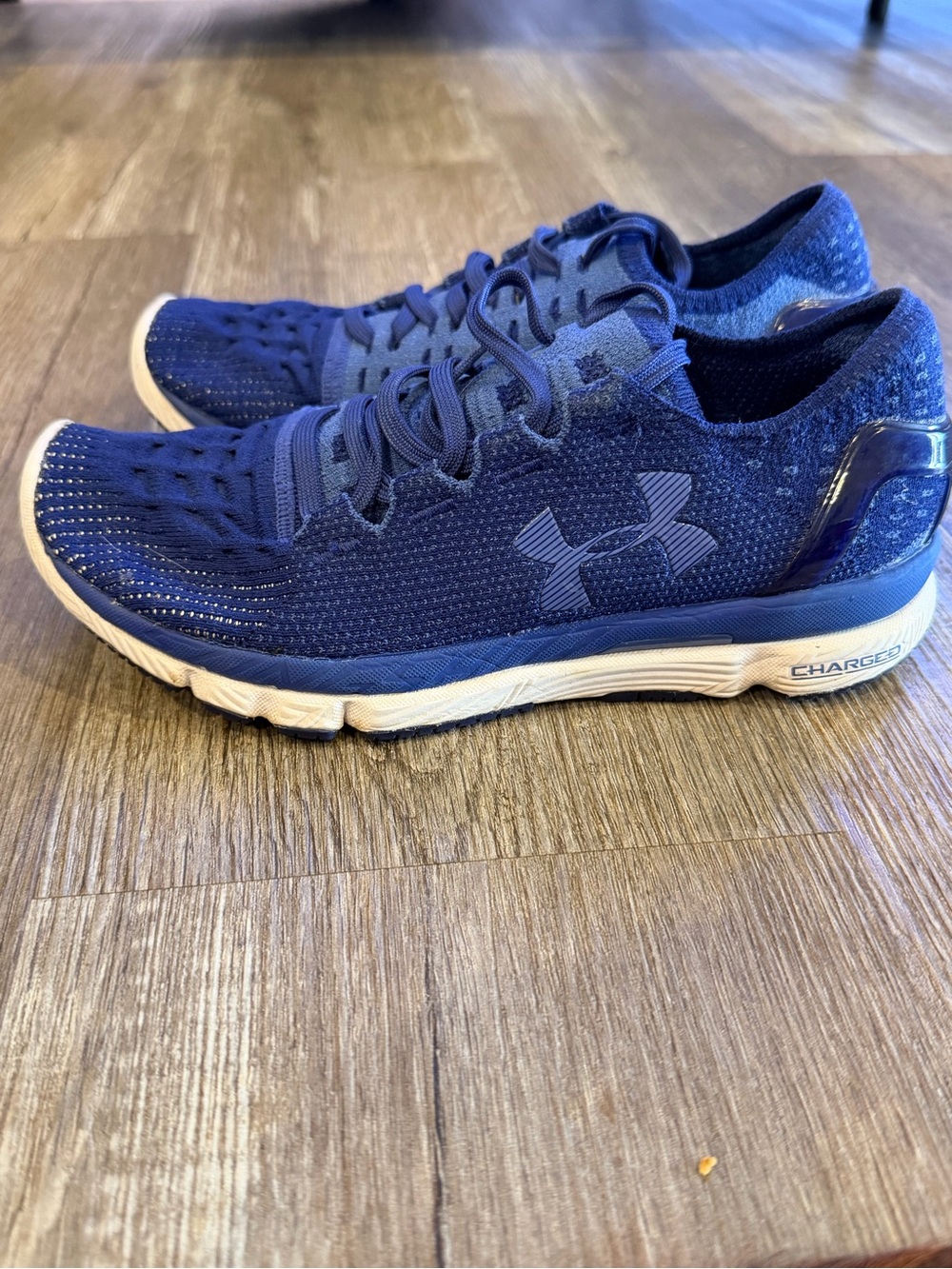 Under Armour Blue Knit Running Shoes with White Midsole